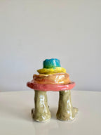 rainbow layered mud cake sculpture