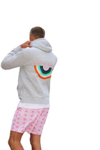 studio paris. rainbow hoodie, grey.