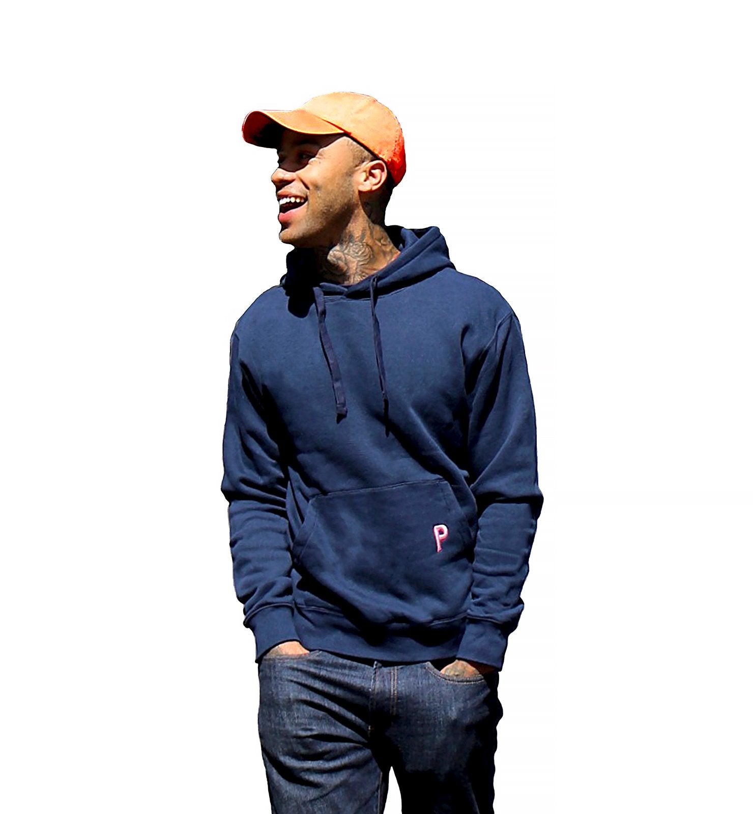 studio paris. rainbow hoodie, navy.