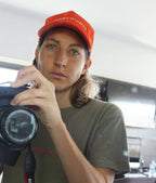 studio paris. corduroy cap, blood orange.