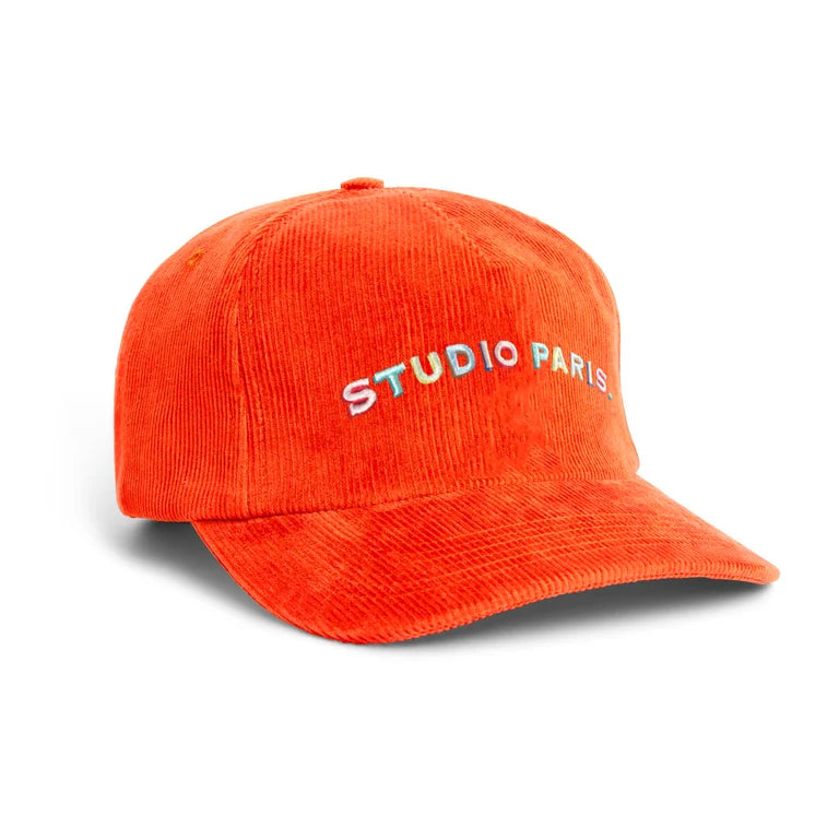 studio paris. corduroy cap, blood orange.